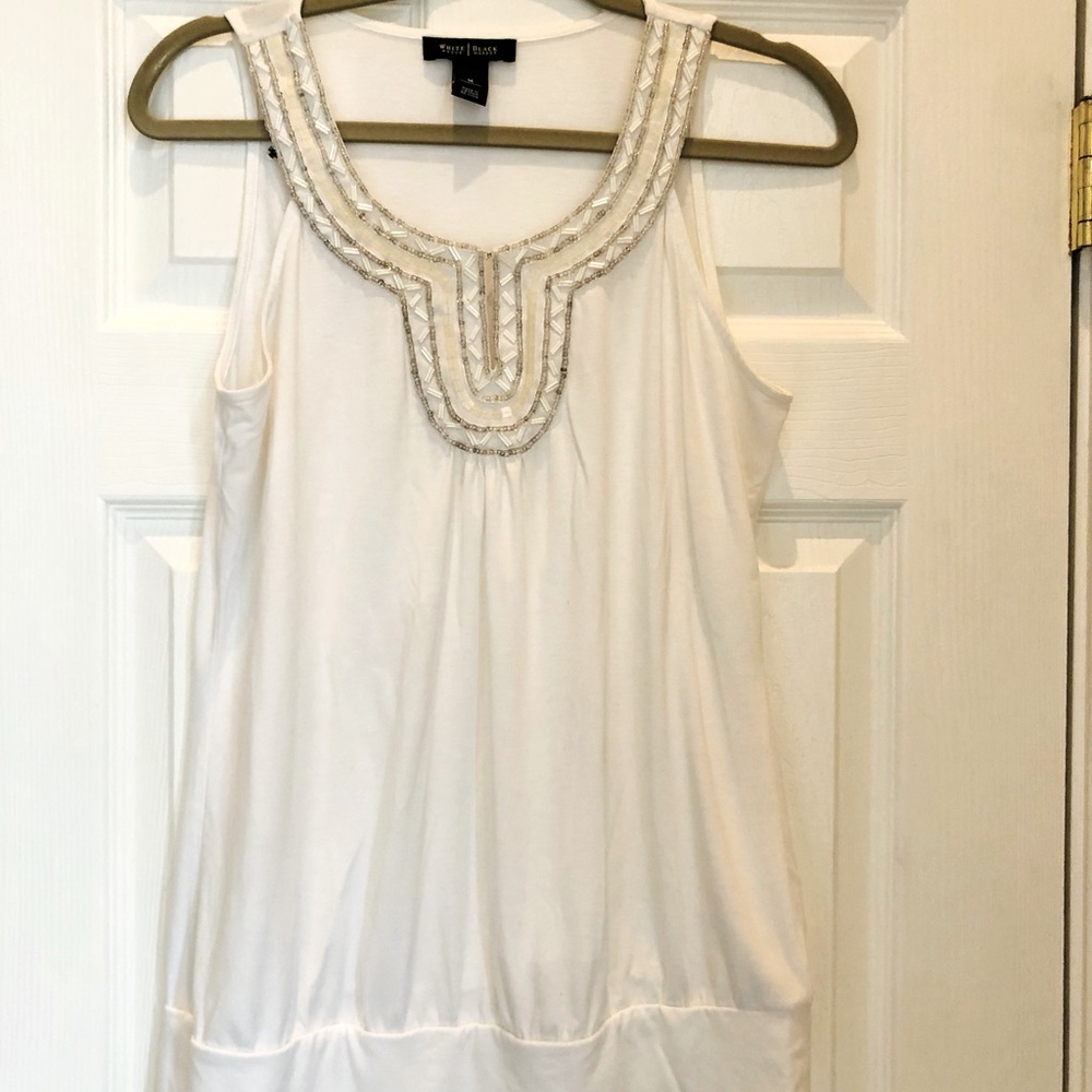 White House Black Market white beaded top
